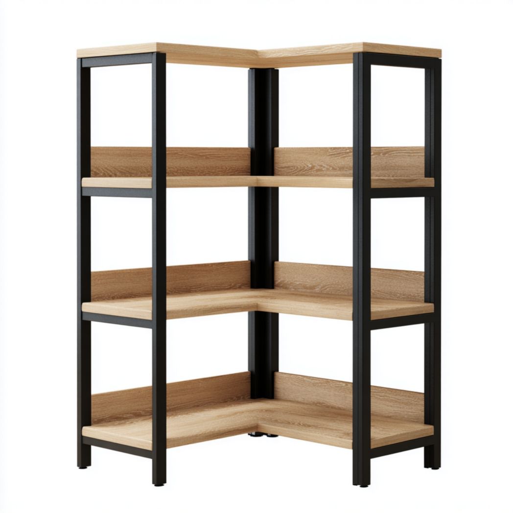 Eckregal aus Holz und Metall für Wohnbereich 80 x 80 x 120