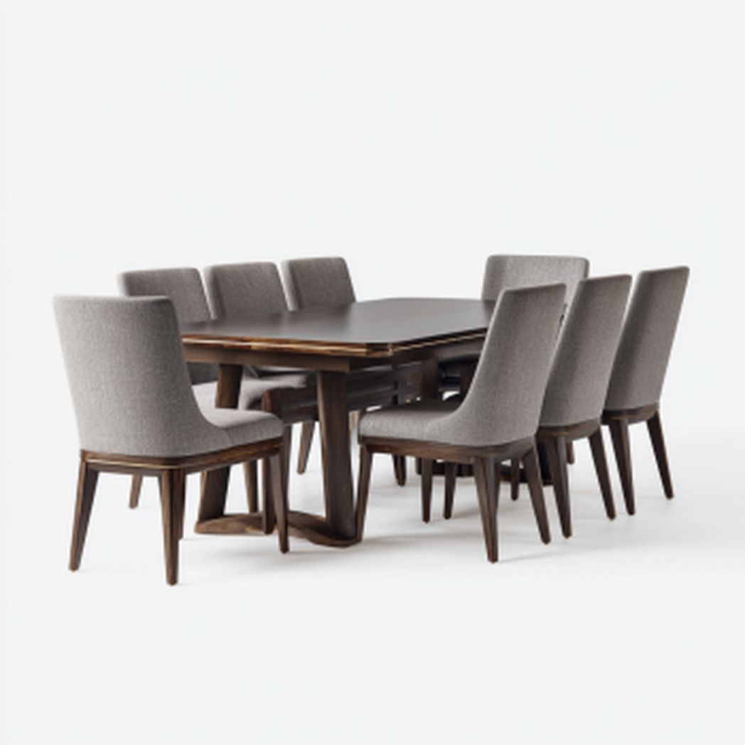 Esstisch mit Stühlen aus Holz und Stoffbezug für Speiseräume-180 x 90 x 75